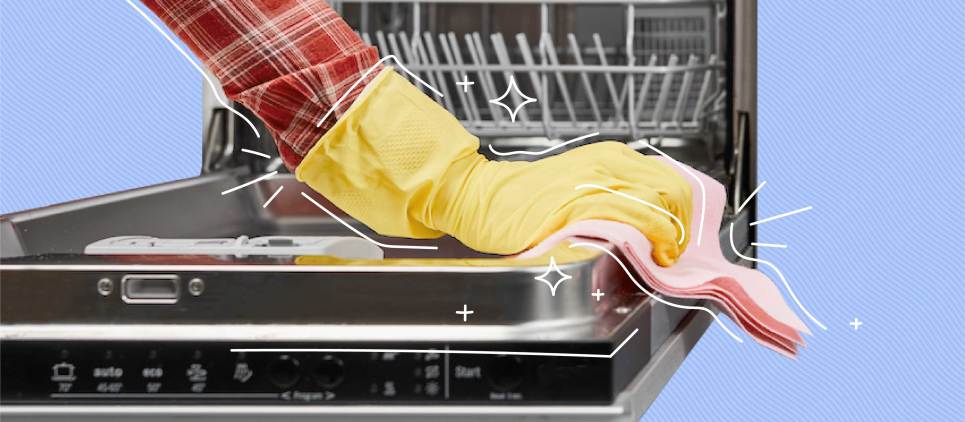 wiping down Dishwasher